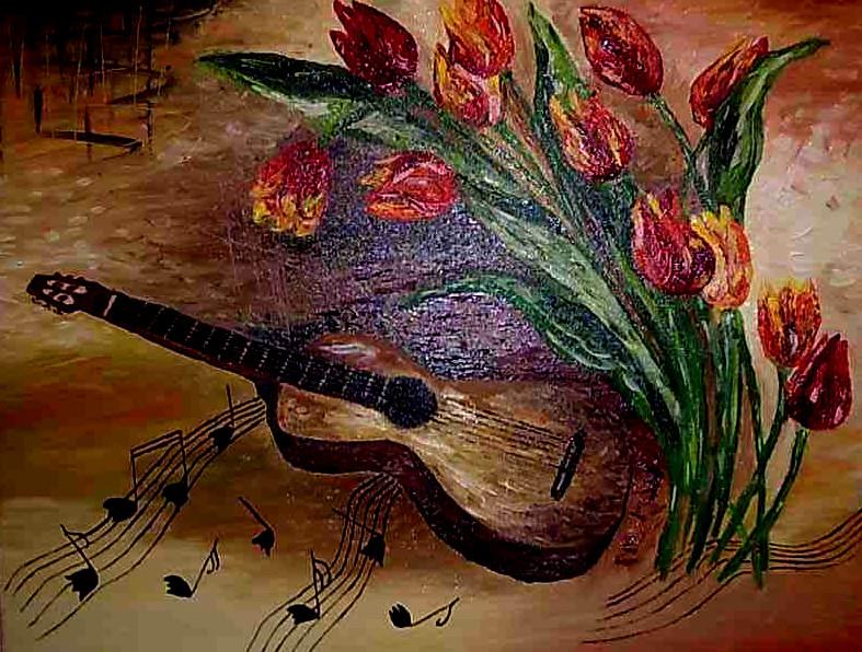 Zpívající tulipány - olej - 2011 - autor Mike Perry